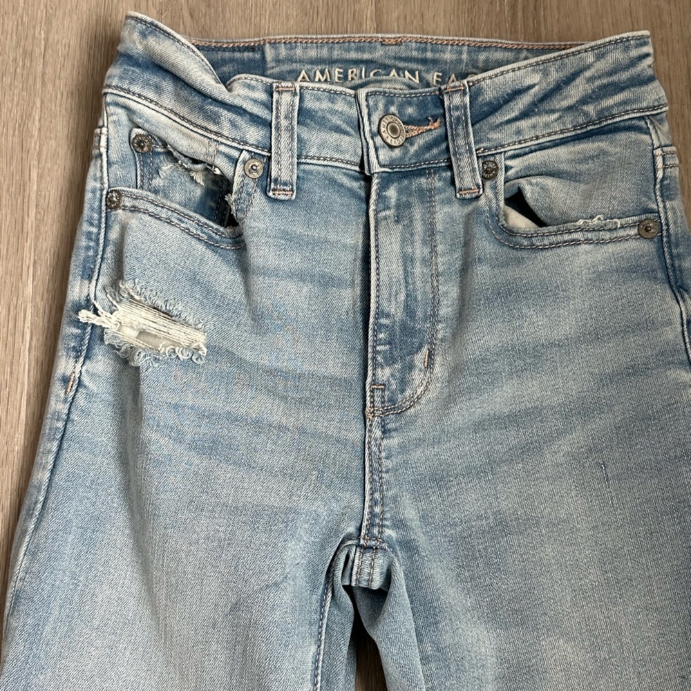 AMERICA EAGLE NEXT LEVEL STRETCH Super High Rise Flare jeans size 000 Reg - Picture 3 of 11